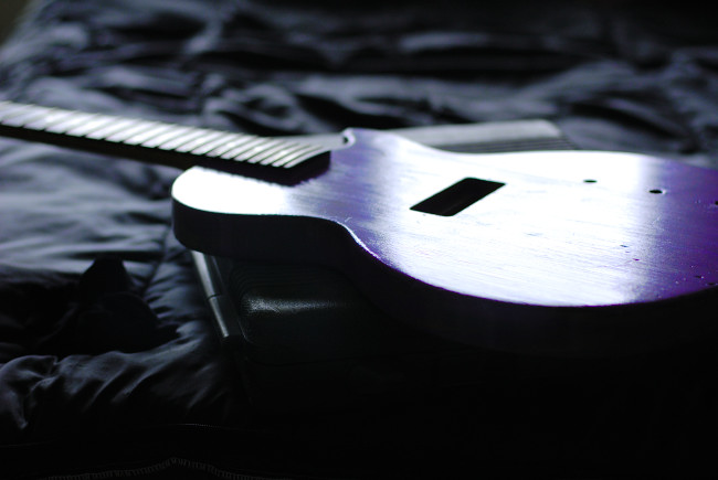 Joel's guitar on its way to becoming purple